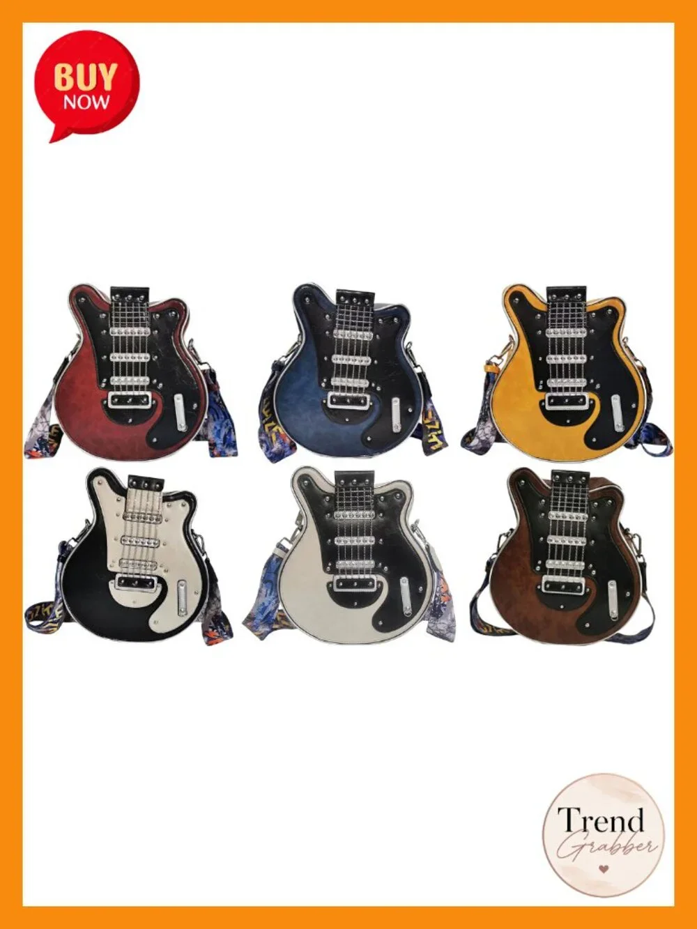 PU Leather Guitar Shaped Crossbody Shoulder Bag
